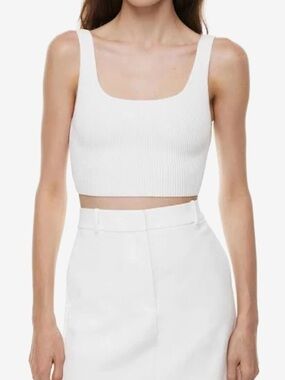 Aritzia BABATON Sculpt Rib Knit Scoopneck Cropped Tank Top Size Small S